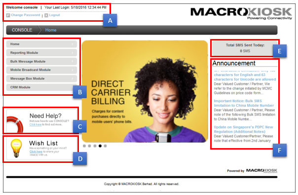 Console Single User Landing Page